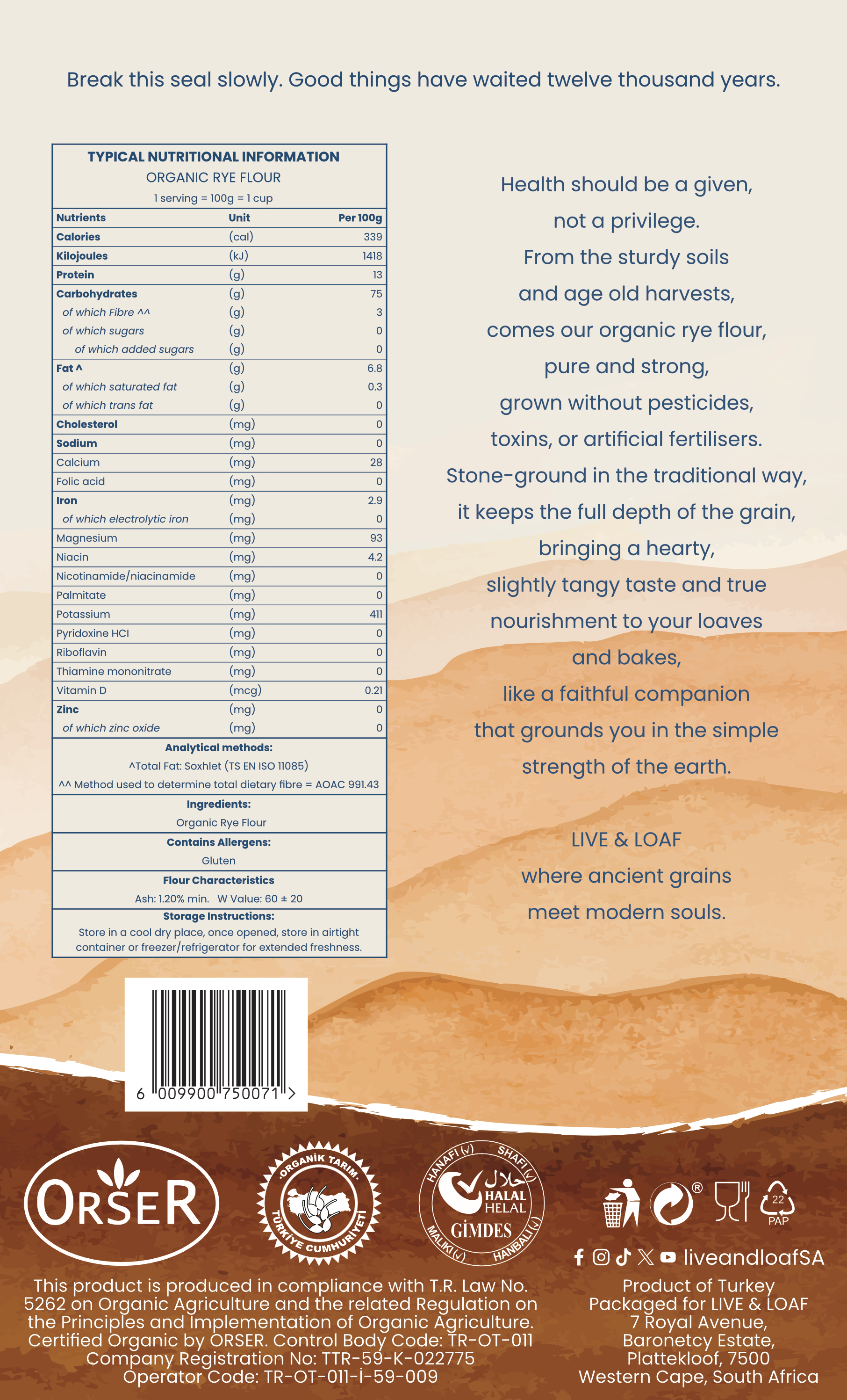 Certified Organic Rye Flour