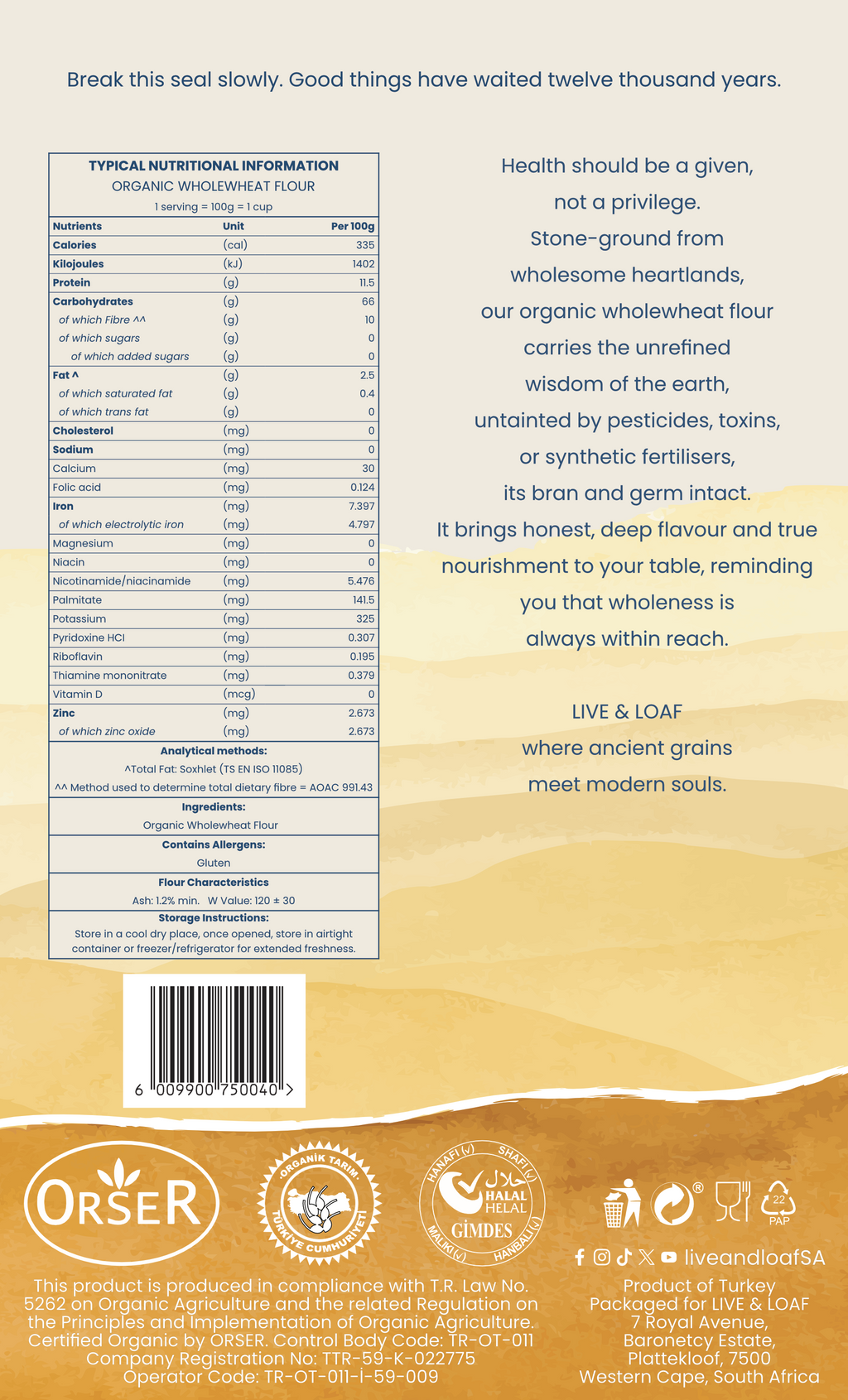 Certified Organic Wholewheat Flour