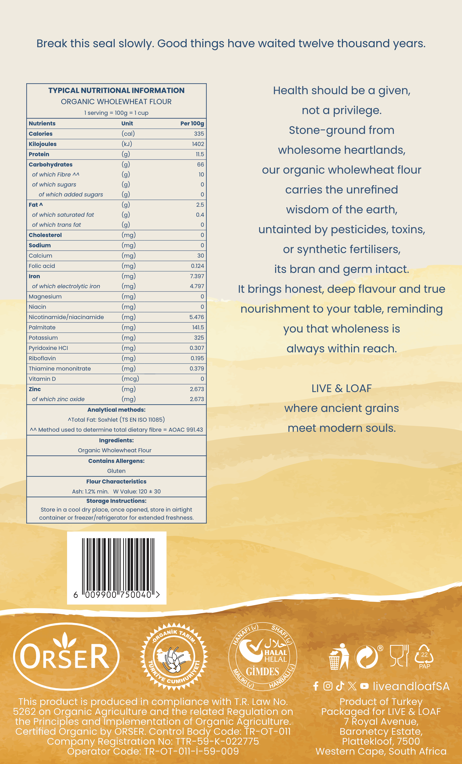 Certified Organic Wholewheat Flour